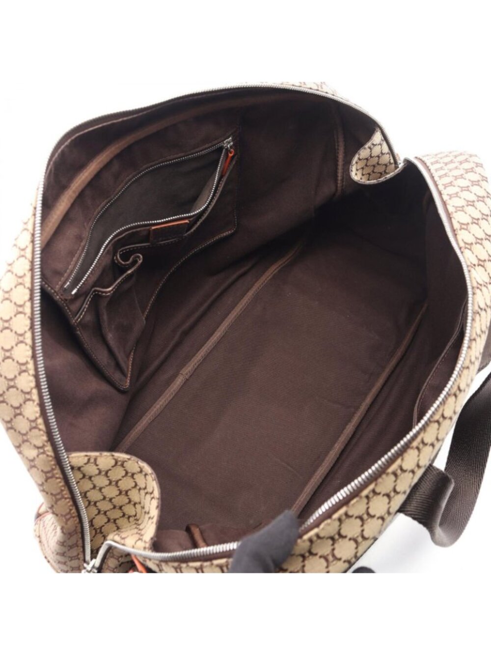 Celine Boston Bag Macadam 2-Way Beige Dark Brown Canvas Leather - Picture 3 of 9